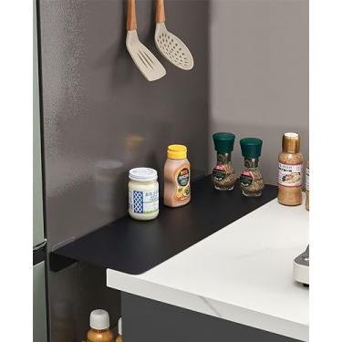 Imagem de Placa de extensão de lacuna de metal para geladeira para cozinha, divisória lateral de geladeira, sem furadeira (preto, 60 x 20 cm)