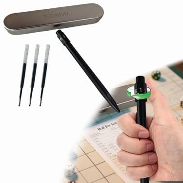 Imagem de D6 Dice Pen, Unique Board Games Gifts Roulette Dice Pen, Dice Games Accessories, Suitable for Board Role-Playing Theme Games (Black)