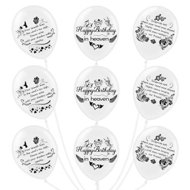 Imagem de Balões Happy Birthday in Heaven, 30 peças, 30 cm, branco, funeral, memorial, lembrança, lançamento, balões para comemoração de aniversário de funeral de condolências