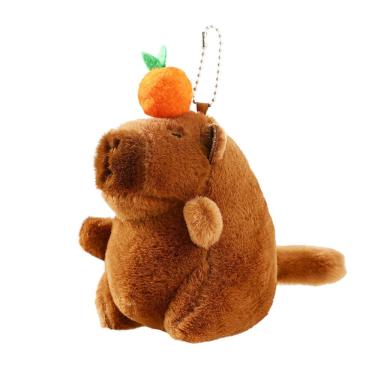 Imagem de Chaveiro de pelúcia, lindo brinquedo para animais de capivara, marrom, 10 cm