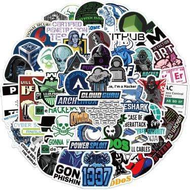 Imagem de Conjunto de adesivos Hacker and Coding, 50 unidades de decalques de vinil impermeáveis