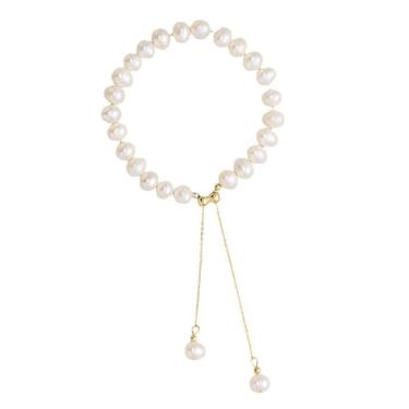 Imagem de Pulseira barroca de pérola de água doce para mulheres, ajustável