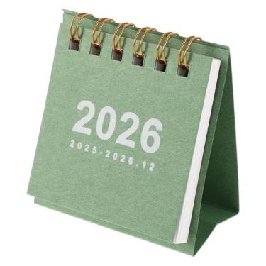 Imagem de MAGICLULU Mini Calendário de Mesa 2026, Calendário Espiral Independente para Decoração de Escritório, Planejador Anual Compacto para Agendamento Diário Fácil, Verde