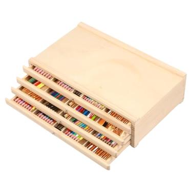 Imagem de Caixa de armazenamento de suprimentos de artistas de madeira com 4/6 gavetas, multifunções, ferramenta de arte de madeira, caixa organizadora para canetas marcadoras, lápis (quatro andares)