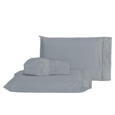 Imagem de Jogo Lençol Algodão 180 Fios Solteiro 2 Peças Elástico (Cinza, Solteiro)