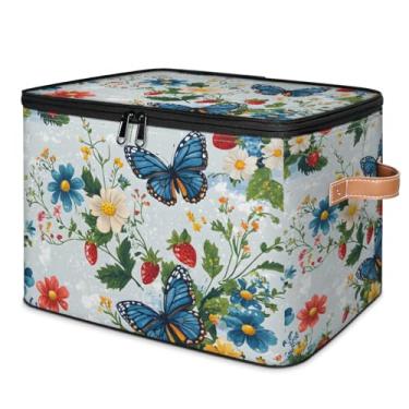 Imagem de JIEDFEJUI Cestos de armazenamento de borboleta com tampas de zíper para quarto, cozinha, banheiro, cesta de armazenamento dobrável de cubo de brinquedo organizador para crianças, adolescentes