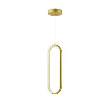 Imagem de Pendente Moderno Oval Dourado 38cm Led 18W 3000K Bivolt 15768-PL