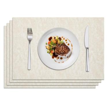 Imagem de Privalace Jogo americano de mesa durável, conjunto de 4, tapetes de mesa impermeáveis antiderrapantes e resistentes ao calor, tapetes de couro de dupla face para jantar e festa ao ar livre.