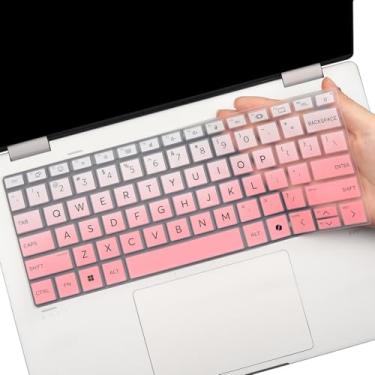 Imagem de Capa de teclado para laptop 2025 HP OmniBook 5 Flip 14-fp0057nr 14-fp0023dx 14-fp0750ng 14-fp0950nd 14-fp0765ng 14-fp0540nd 35.6 cm US Layout Silicone Keyboard Skin - OmbrePink
