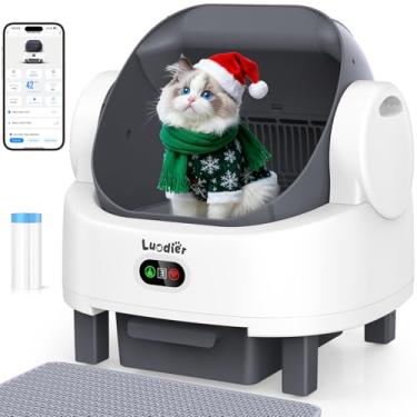 Imagem de Caixa de areia autolimpante, caixa de areia automática para gatos autolimpante com controle de aplicativo, eliminação de resíduos sem odor inclui sacos de lixo, sensor de segurança triplo, para vários