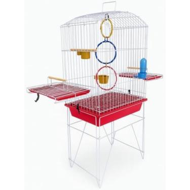 Imagem de Gaiola para Trinca Ferro com Acessórios, Ideal para Pássaros Calopsita e Agapornis(VERMELHO)