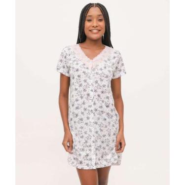 Imagem de Camisola Botões Estampada Manga Curta Marisa-02030, Off white, GG