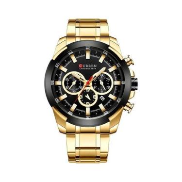 Imagem de Relógio Esportivo Cronógrafo Dourado Para Homens CURREN Luxuoso Milita