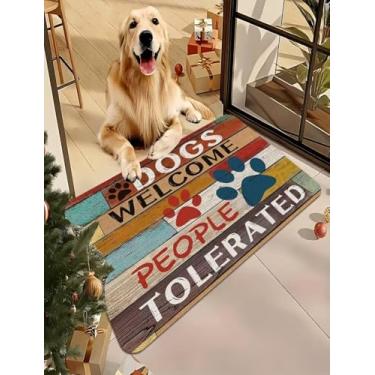 Imagem de 1 capacho de boas-vindas com padrão de grão de madeira colorido, macio e absorvente de secagem rápida, tapete de entrada multiuso para raças pequenas, médias e grandes, interior, entrada, decoração de