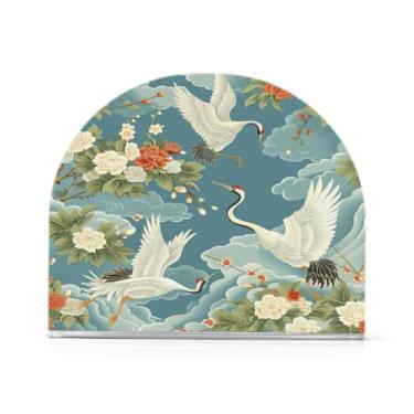 Imagem de Qilmy Porta-guardanapos para mesas, porta-guardanapos de guindaste branco estilo arte japonesa para cozinha, porta-guardanapos de mesa, porta-guardanapos de coquetel, porta-guardanapos de papel739