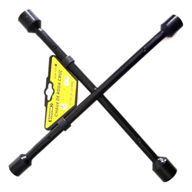 Imagem de BOMVINK Chave de Roda Cruz Profissional, Aço Carbono, 4 Bocas 17x19x21x23mm, 35cm, Preta, Universal