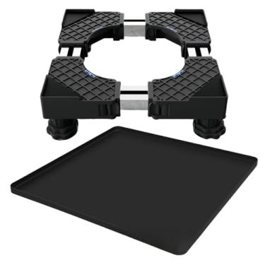 Imagem de QinSuiKai Suporte de mini geladeira duplo mais forte com tapete de geladeira de 50 x 50 cm, 8 tubos de aço e 4 pés fortes com base elevada suportes ajustáveis para geladeira, prevenção de gotejamento