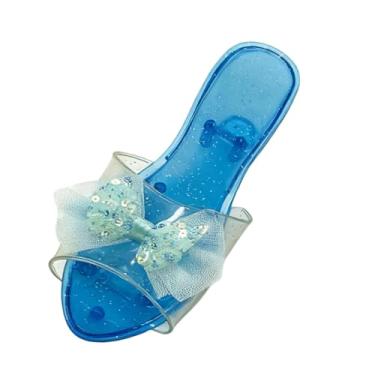 Imagem de YIJU Sandálias de gelatina para meninas, chinelos para brincar de faz de conta, lindas lembrancinhas de festa, calçados, presente de aniversário, cosplay, Azul