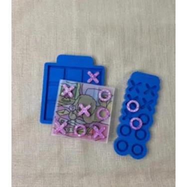 Imagem de Molde de silicone para Resina - Tabuleiro Jogo da Velha Mais as Peças.