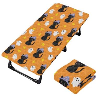 Imagem de Burbuja Lençol de berço fofo de gatos pretos para crianças, lençol acolchoado portátil com elástico para meninas e meninos, lavável na máquina, 63,5 x 127 cm
