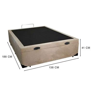Imagem de Cama Box Baú Casal 138 Suede Bege Com Colchão Espuma D33 Marrocos 30cm