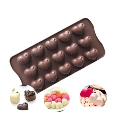 Imagem de Forma de Silicone Flexível para Chocolate, 15 Cavidades em Formato de Coração, Molde para Gelatina, Gelo, Balas e Sabonete Artesanal, 21x10.5cm