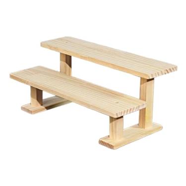 Imagem de KiBcsLic Expositor de figuras multifuncional para perfumes, organizador de armários e cosméticos, prateleira de armazenamento decorativa. Suporte de madeira, 2 Nível 30cm