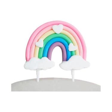 Imagem de Topo De Bolo De Unicórnio Arco-Íris Para Crianças, Decoração De Festa 