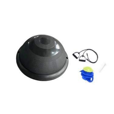 Imagem de Qraatosi Bola de Equilíbrio Meia Bola de Treino Pilates com Almofada de 45 Cm E Faixa de Resistência para Exercícios, Preto