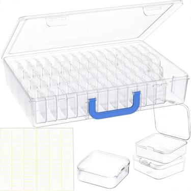 Imagem de Caixa organizadora de contas com alça, 122 caixas de armazenamento de contas pequenas com tampa articulada e estojo de artesanato portátil, mini recipiente de plástico transparente para fazer joias