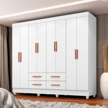 Imagem de Guarda Roupa Casal 8 Portas 4 Gavetas com Pes Lite Moveis Leao