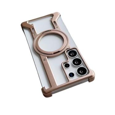 Imagem de SNIDII Capa de telefone magnética sem moldura de metal de luxo para Samsung Galaxy S25 S24 S23 ultra liga de alumínio à prova de choque (dourado, S24ultra)