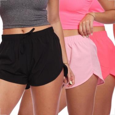 Imagem de Kit 3 Shorts Feminino Tactel Moda Praia Piscina Verão Adulto - Brás E 