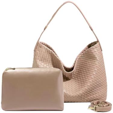 Imagem de JINMANXUE Bolsa feminina Boston, bolsa Hobo de tecido e bolsas, bolsa mensageiro feminina, bolsa tiracolo de ombro moderna, Chá ao Leite, 13.77"L x 5.51"W x 11.81"H