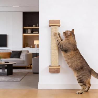 Imagem de Arranhador Para Gatos de Parede 65cm em MDF 15mm LAMINADO REFORÇADO Sisal 8mm Gatificação (Marrom)