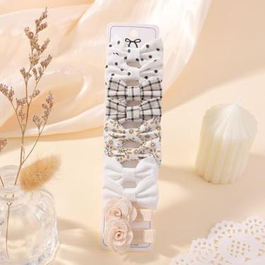 Imagem de 10 peças de grampos de cabelo pequenos para bebês meninas 3,6 cm - 5,6 cm mini conjunto de presilhas antiderrapantes totalmente forradas artesanais laço flor acessórios de cabelo para recém-nascidos