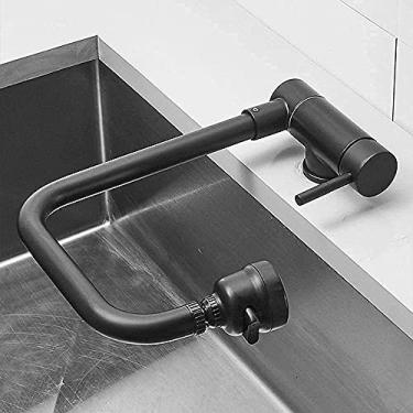 Imagem de - Torneiras, torneiras, torneira de cozinha com janela giratória, torneiras de pia de cozinha, trio extensível, torneira de pia de cozinha de alça única, aço inoxidável escovado 304/preto/a