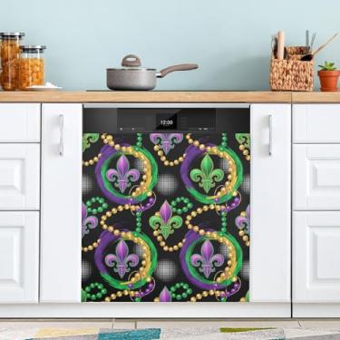 Imagem de ATTX Mardi Gras Bead Strands capa de ímã para lava-louças | Adesivo decorativo de eletrodomésticos de 58,4 cm x 66 cm para armários domésticos e eletrodomésticos (230)