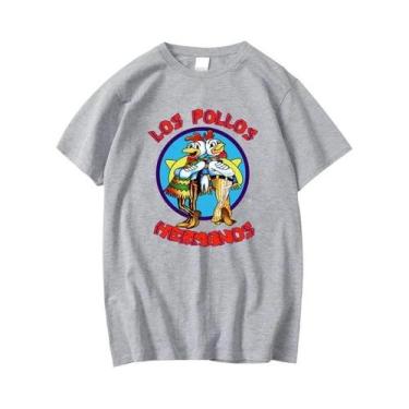 Imagem de Camiseta Casual Masculina De Verão Com Manga Curta 100% Algodão Estamp