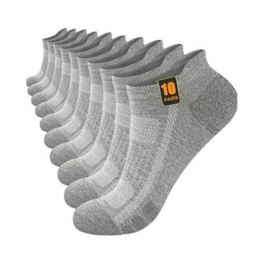 Imagem de Meias Esportivas Masculinas De Cano Baixo, 10 Pares, Cor Sólida, Resis