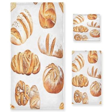 Imagem de xigua Conjunto de toalhas de banheiro de pão aquarela absorvente macio 3 peças toalha de banho toalha de mão toalhas decorativas para banheiro, academia, hotel, praia, piscina