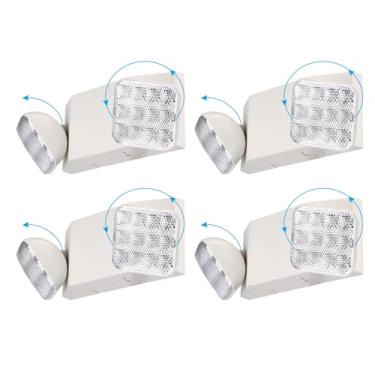 Imagem de TORCHSTAR Luzes de emergência LED, iluminação de emergência com bateria reserva, cabeças duplas ajustáveis, luminárias para falha de energia doméstica, listado UL e FCC, CA 120/277V, branco, pacote