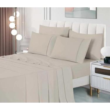 Imagem de Jogo de Cama Percal Soft Niazitex 300 Fios Glamour Casal Manteiga - 10