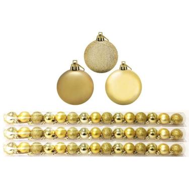 Imagem de Super Kit 45 Bolas De Natal Glitter, Lisa E Fosca Dourada 4cm - Master Christmas