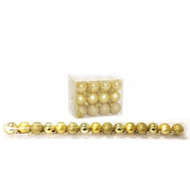 Imagem de Kit 15 Mini Bolas Natal Dourada Glitter, Fosca, Lisa 3cm - Master Christmas