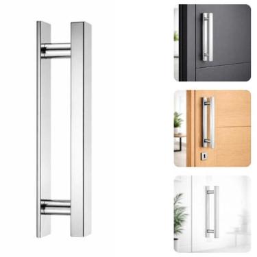 Imagem de Puxador Alça Barra Chata Reto De Colar Adesivo 3M Sem Furos Alumínio P