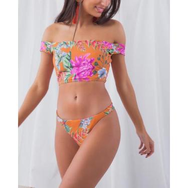 Imagem de biquíni flowers  com top de manguinha -TAMANHO M - DLK 