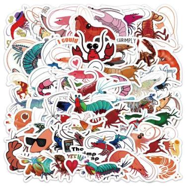 Imagem de Pacote de adesivos: camarão, 53 peças, desenho animado, lagosta, camar