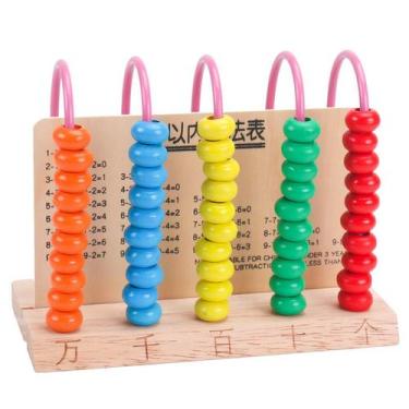 Imagem de Ferramenta de matemática educacional de 5 colunas de madeira Abacus pa
