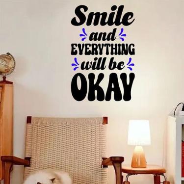 Imagem de Adesivo de parede Smile and Everything Will Be OK PVC 30x44cm - yiweis